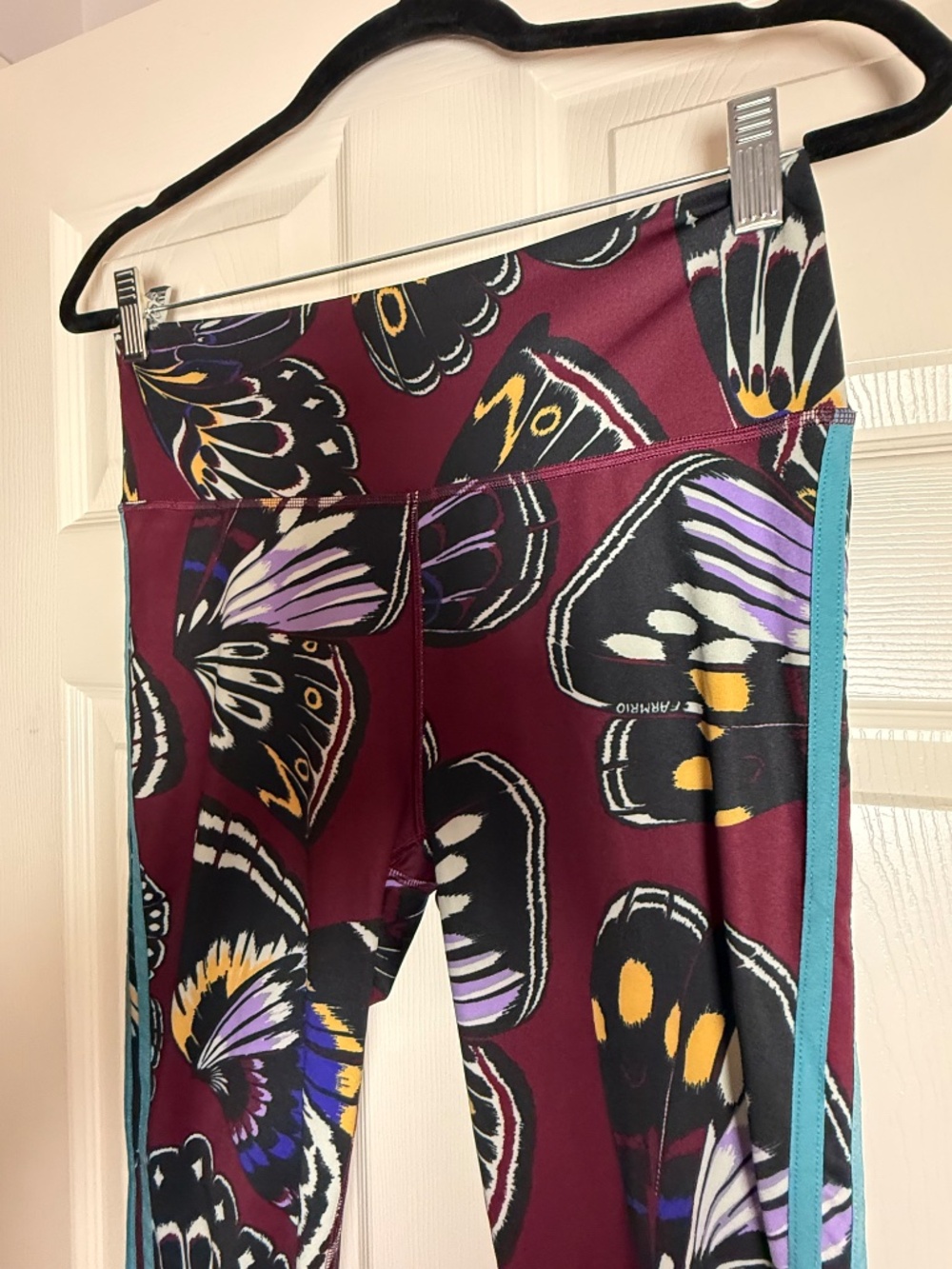 adidas x FARM Rio Butterfly Leggings Burgundy Teal Size L